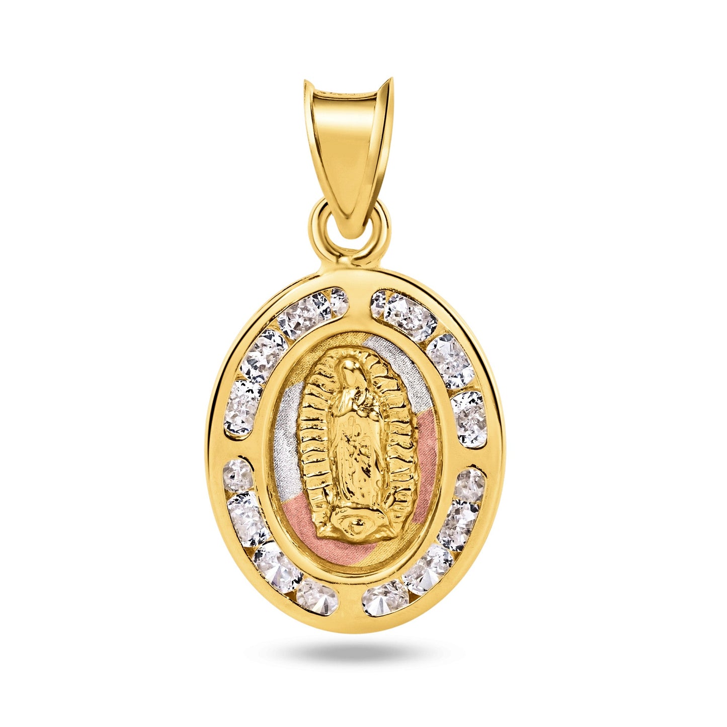 14k Yellow Gold Our Lady of Guadalupe Immaculate Conception Catholic CZ  Pendant