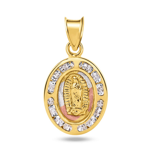 14k Yellow Gold Our Lady of Guadalupe Immaculate Conception Catholic CZ  Pendant
