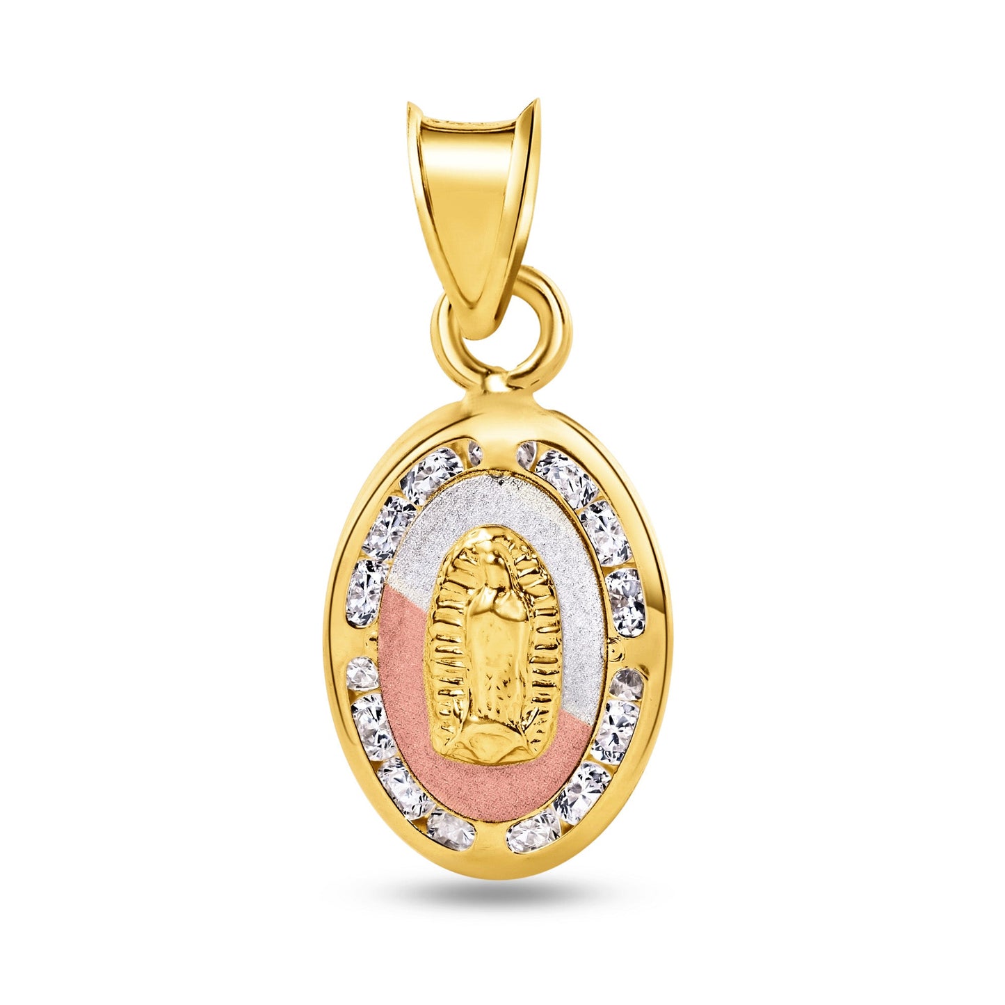 14k Yellow Gold Our Lady of Guadalupe Immaculate Conception Catholic CZ Pendant