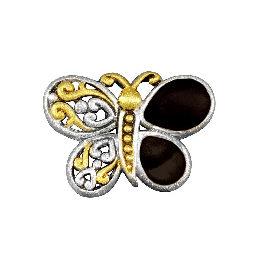 Gold-Tone Sterling Silver Matte Finish Filigree Cute Animal Butterfly Pendant