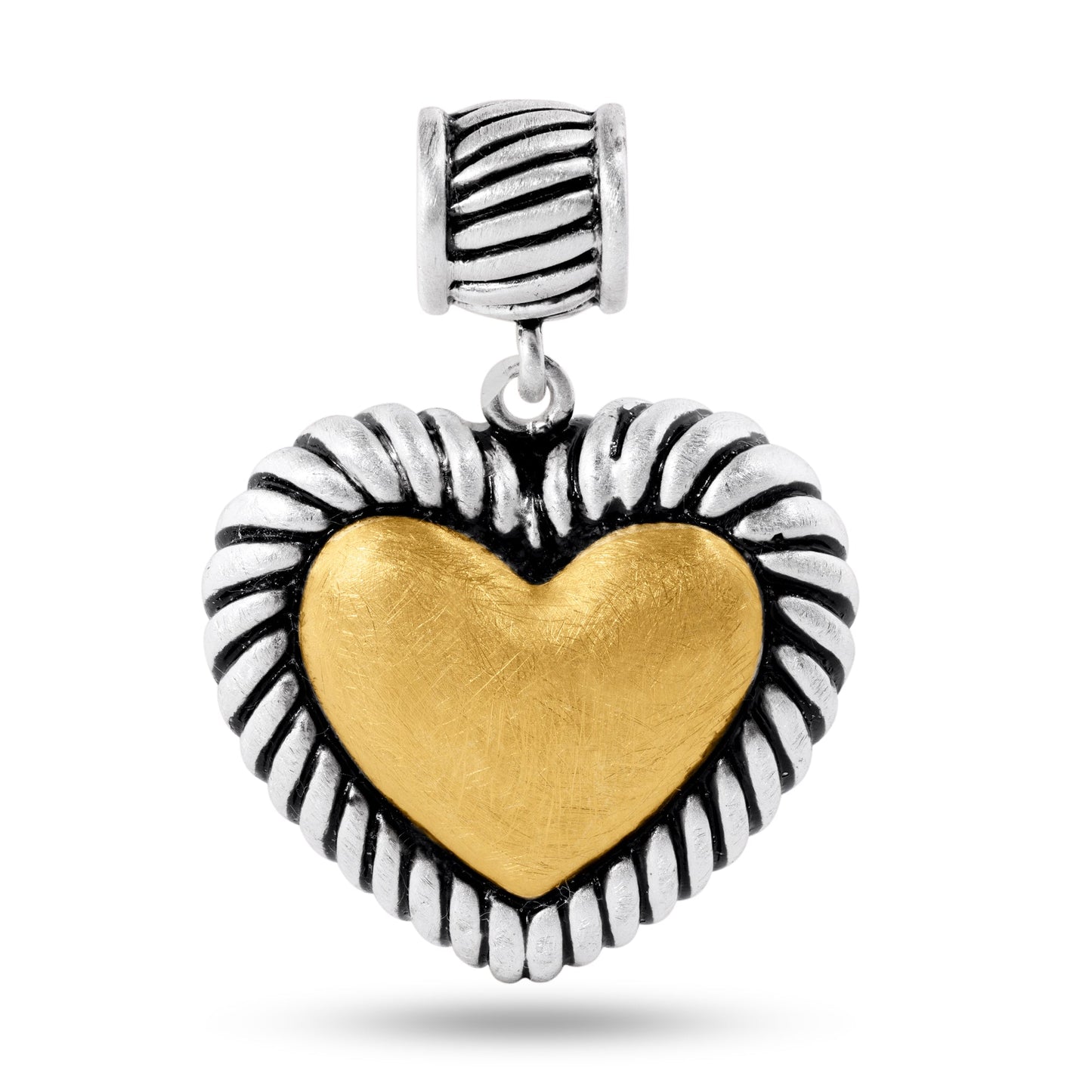 Gold Plated Sterling Silver Matte Finish Rope Border Heart Promise Love Pendant