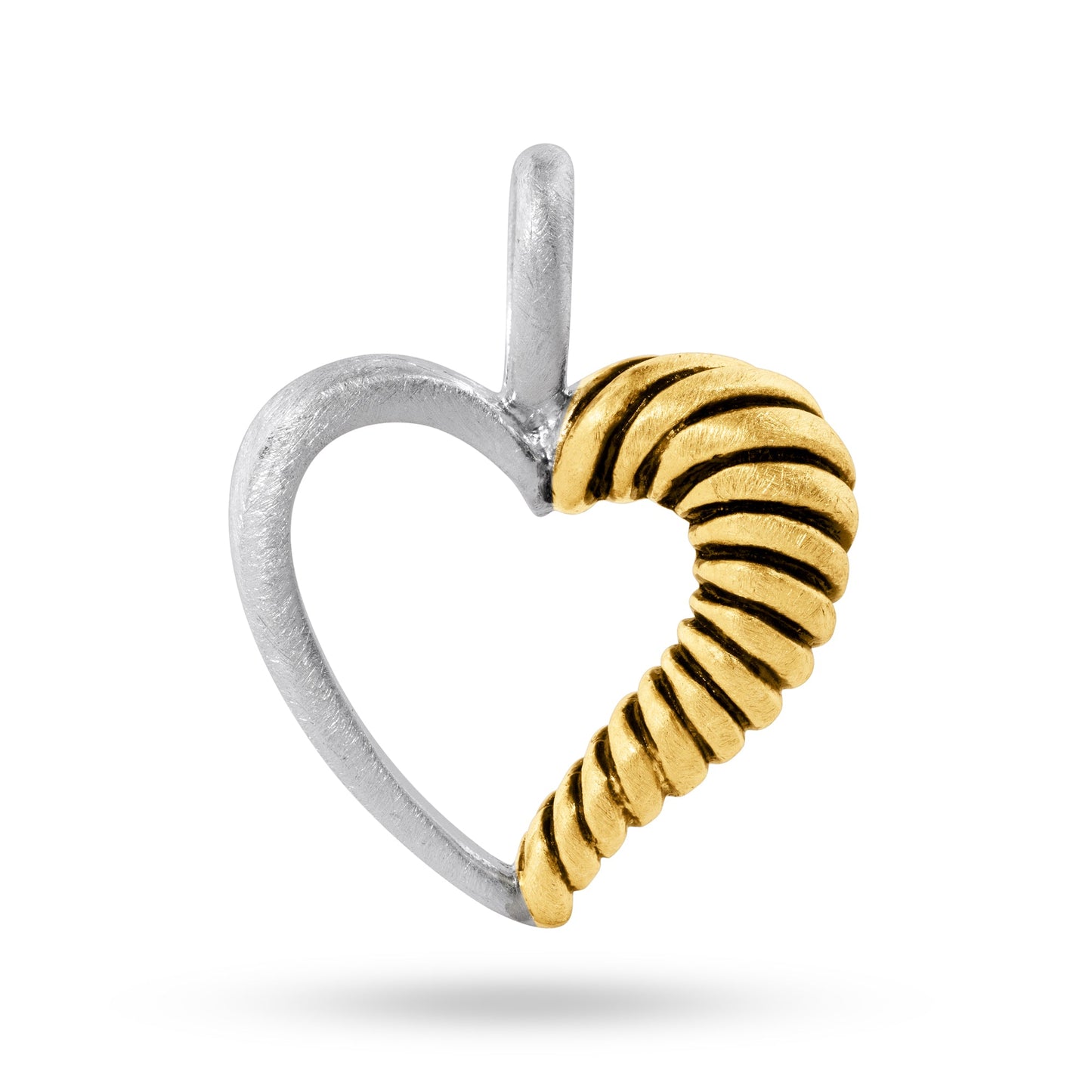 Sterling Silver Matte Finish 2 Toned Open Heart Pendant Promise Charm