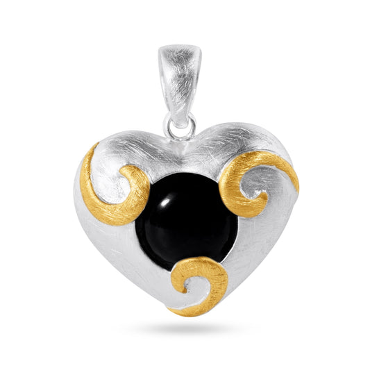 Gold Plated Sterling Silver Matte Finish 2 Toned Heart Love Promise Pendant