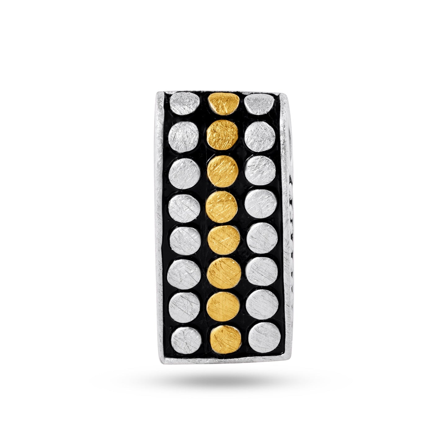 Sterling Silver Matte Finish 2 Toned Multi Disc Design Gold-Tone Pendant