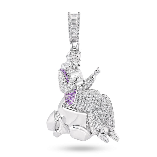 Rhodium Plated 925 Sterling Silver Jesus Sitting Sermon on the Mount CZ Pendant
