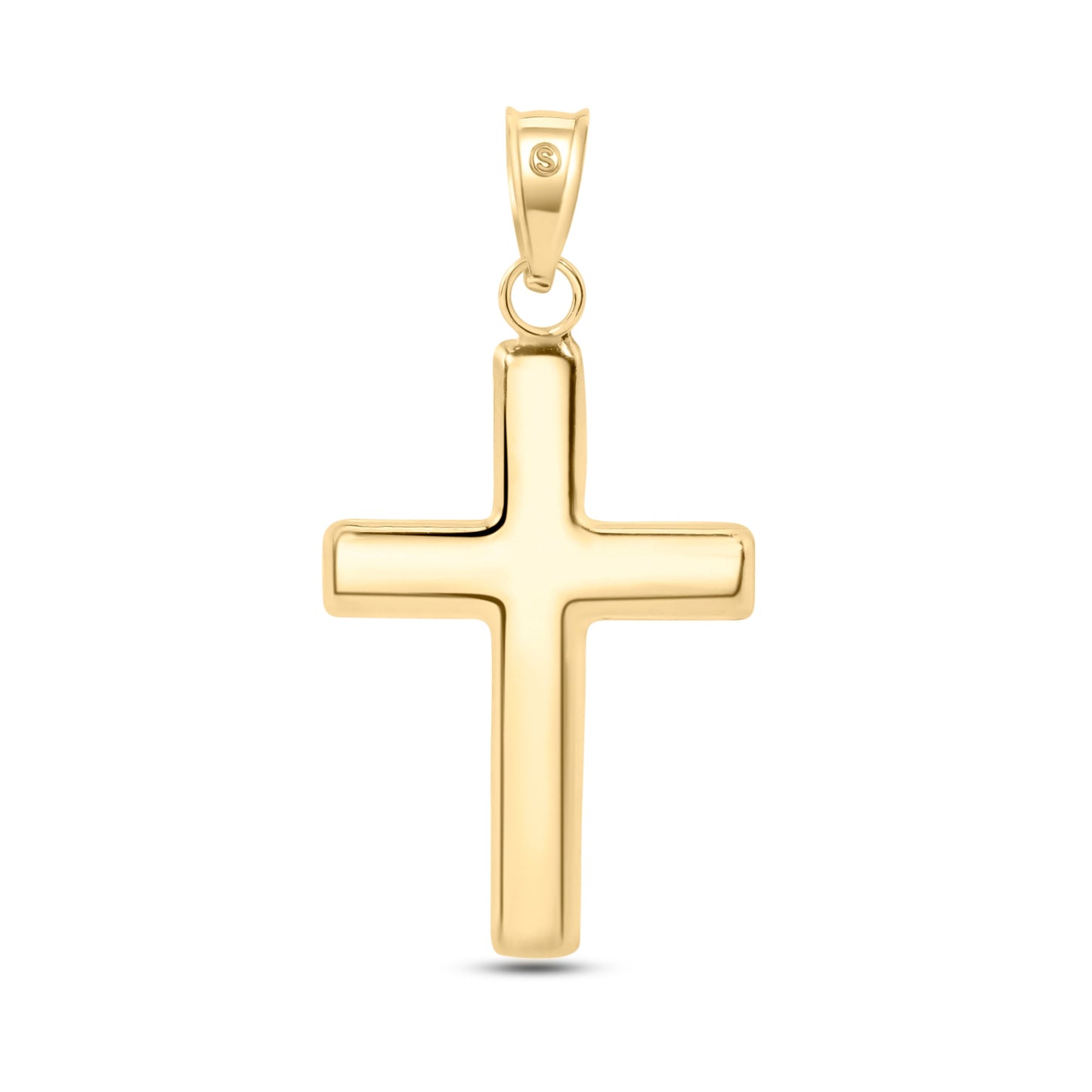 14k Yellow Gold Plain Hollow Tube Cross Pendant Simple Christian Jesus Charm