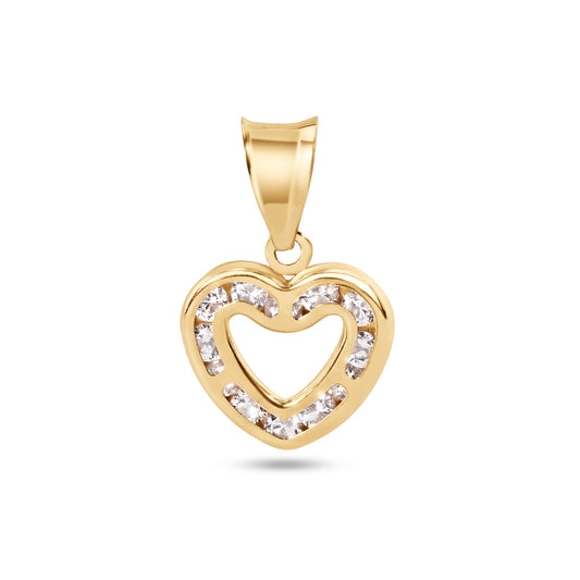 14k Yellow Gold Promise Love Friendship Girlfriend Charm Heart CZ Pendant
