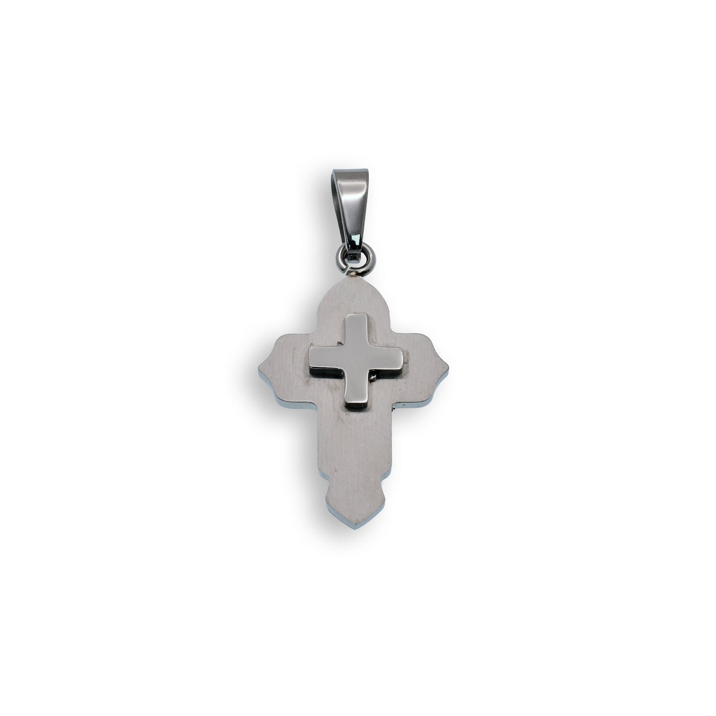 Rhodium Plated Stainless Steel Small Cross Pendant Christian Charm
