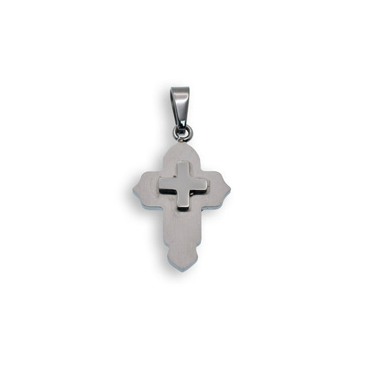 Rhodium Plated Stainless Steel Small Cross Pendant Christian Charm