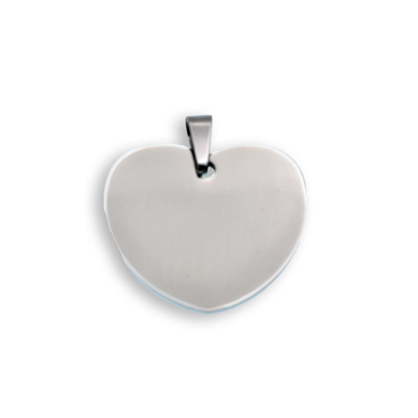 Rhodium Plated Stainless Steel Wide Heart Pendant Love Charm