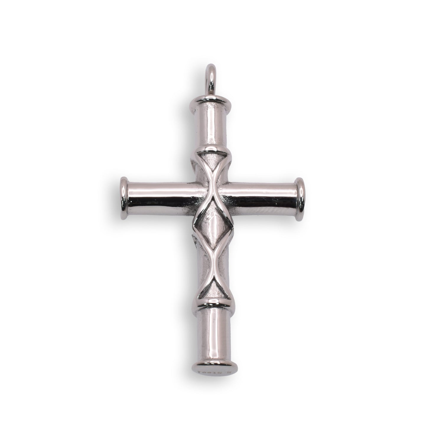 Rhodium Plated Stainless Steel Tubed Cross Pendant Christian Faith Charm