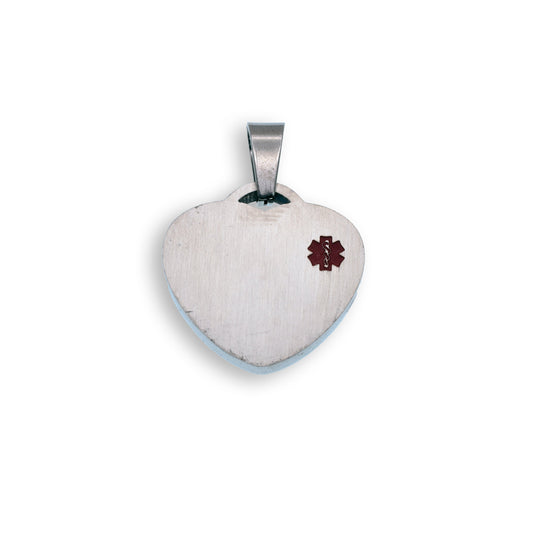 Rhodium Plated Stainless Steel Medical Heart Pendant Star of Life Charm