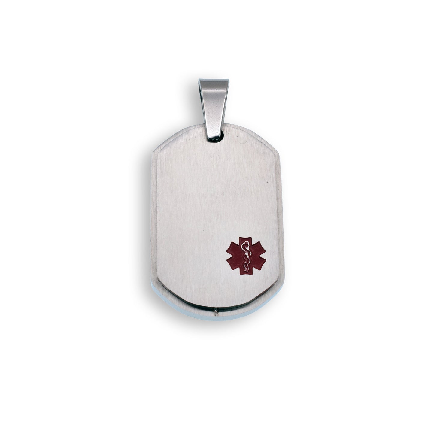 Rhodium Plated Stainless Steel Engravable Medical ID Dog Tag Pendant Charm