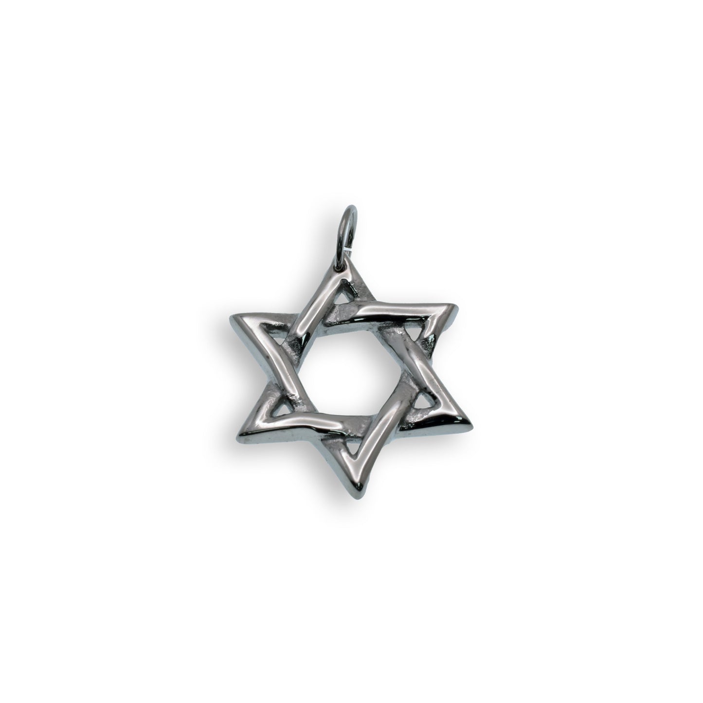 Rhodium Plated Stainless Steel Jewish Star of David Pendant Judaism Charm