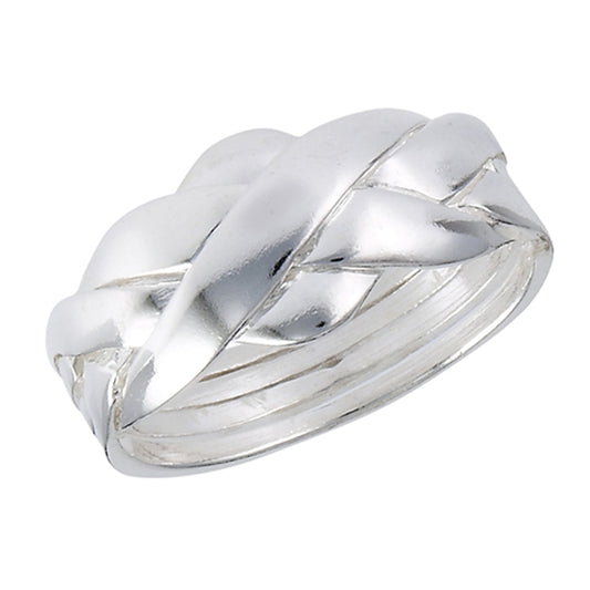Puzzle Criss Cross Knot Ring New 925 Sterling Silver High Polish Band Sizes 6-12