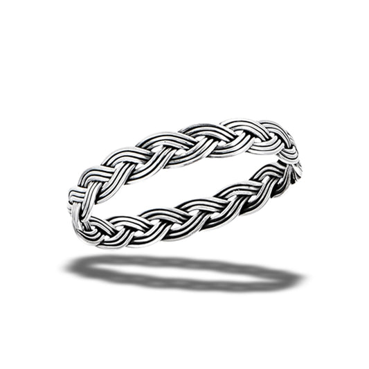 Triple Braid Knot Oxidated Rope Ring New .925 Sterling Silver Band Sizes 2.5-10