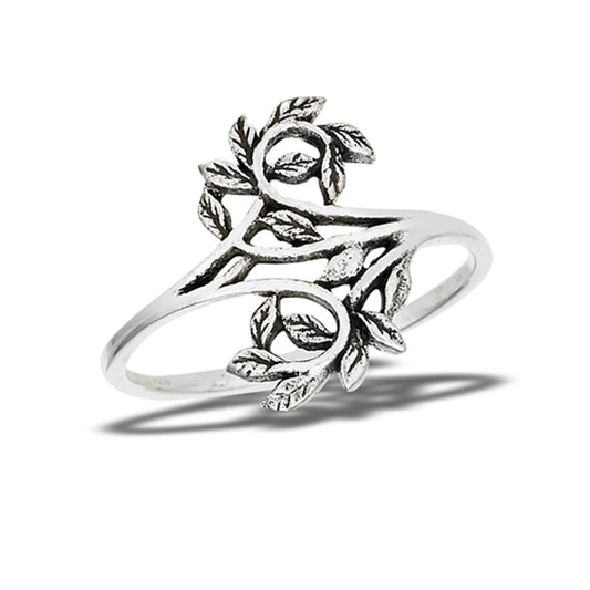 Elegant Branch Grape Vine Leaf Wrap Ring New .925 Sterling Silver Band Sizes 5-9