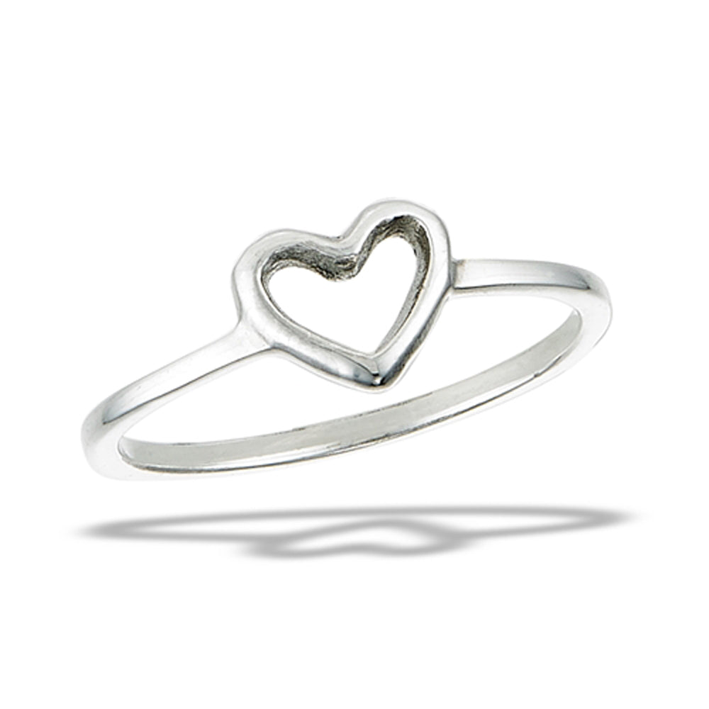 Simple Heart Love Classic Promise Ring New .925 Sterling Silver Band Sizes 4-9