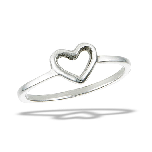 Simple Heart Love Classic Promise Ring New .925 Sterling Silver Band Sizes 4-9