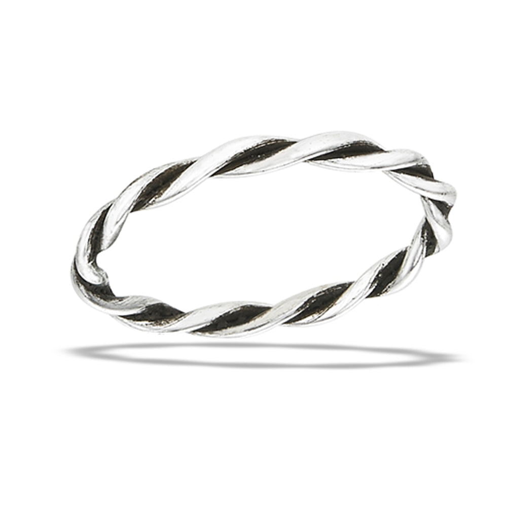 Thin Rope Twist Knot Stacking Ring New .925 Sterling Silver Band Sizes 3-10