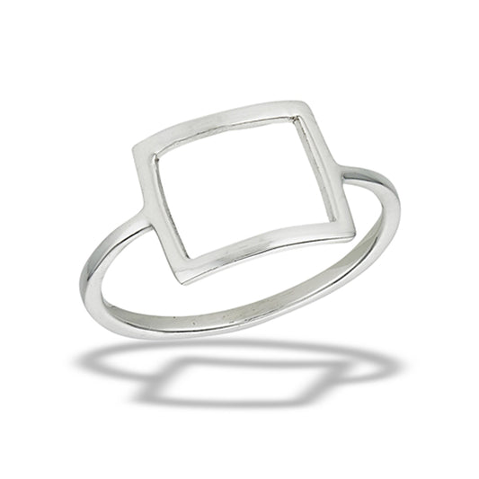 Modern Geometric Open Square Ring New .925 Sterling Silver Band Sizes 6-10