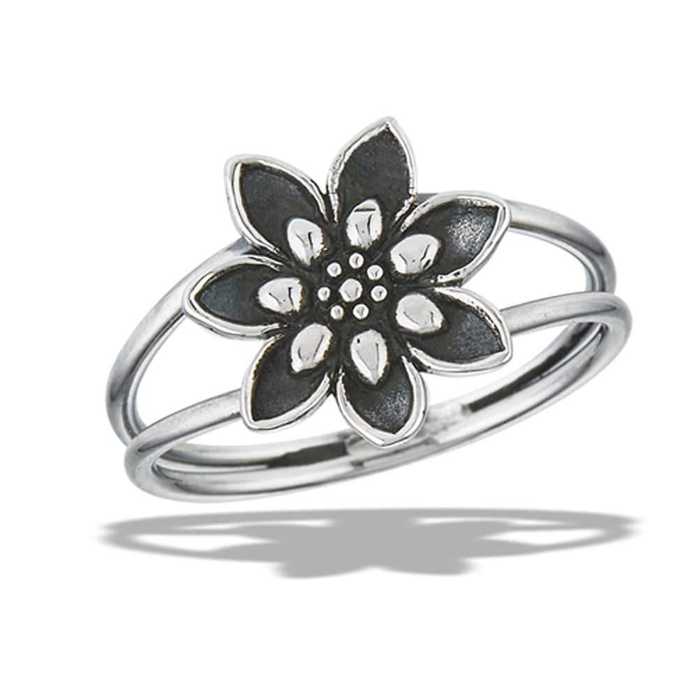 Vintage Classic Lotus Enlightenment Ring .925 Sterling Silver Band Sizes 6-10