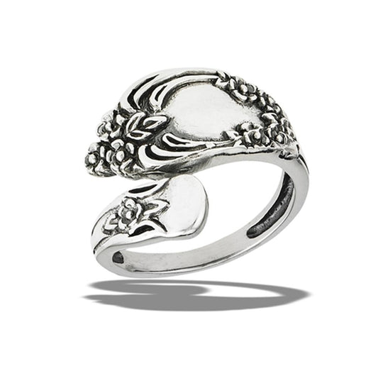 Sterling Silver Flower Spoon Ring