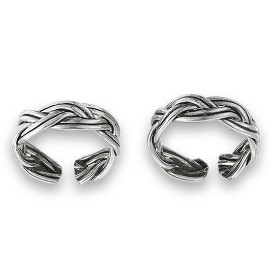 Celtic Double Braid Endless .925 Sterling Silver Twist Ear Cuff Earrings