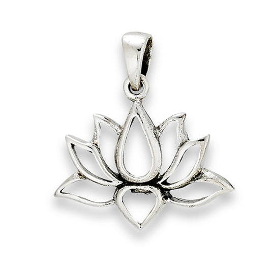 Flower Lotus Pendant .925 Sterling Silver Symbol Strength Om Peace Transformation Charm