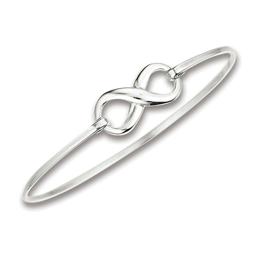 Bangle Infinity High Polish Bracelet Simple Plain .925 Sterling Silver