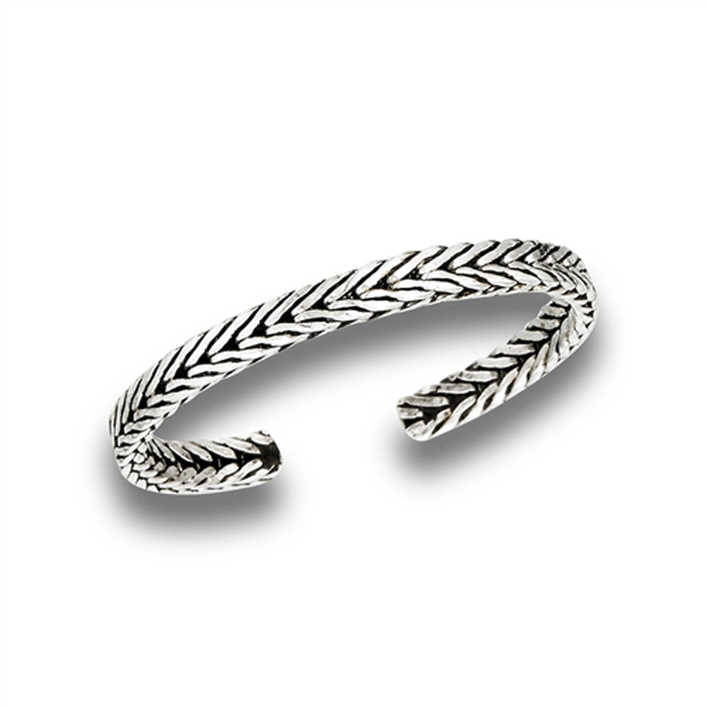 Sterling Silver Adjustable Simple Double Weave Toe Ring 925 Braided Midi Band