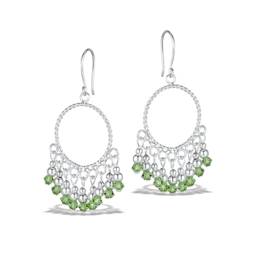 Sterling Silver Elegant Chandelier Hoop Drop Dangle Rhinestone Earrings 925 New