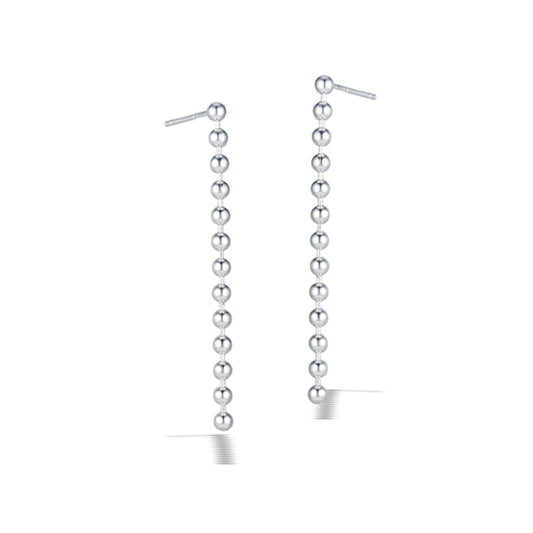 Sterling Silver Sphere Dangle 3mm Ball Modern Chic Fashion Earrings 925 New