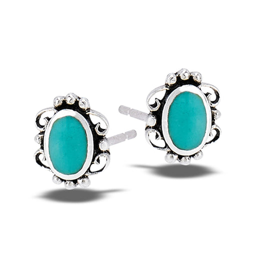 Sterling Silver Beautiful Victorian Turquoise Earrings Vintage Fashion 925 New