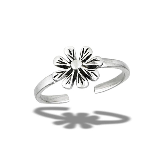 Adjustable Sterling Silver Flower Cute Daisy Toe Ring 925 New Fashion Midi Band