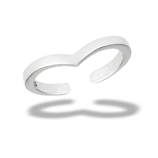 Sterling Silver Classic Chevron Band Adjustable Toe & Midi Fashion Ring .925 New