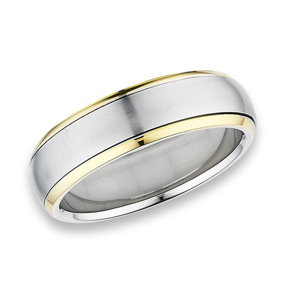 Spinner High Polish Gold-Tone Wedding Ring Stainless Steel Band Sizes 6-12