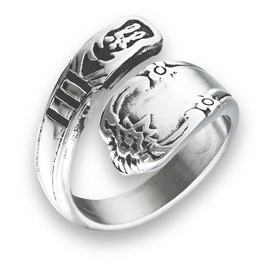 Victorian Claddagh Style Open Wrap Spoon Ring Stainless Steel Band Sizes 5-10