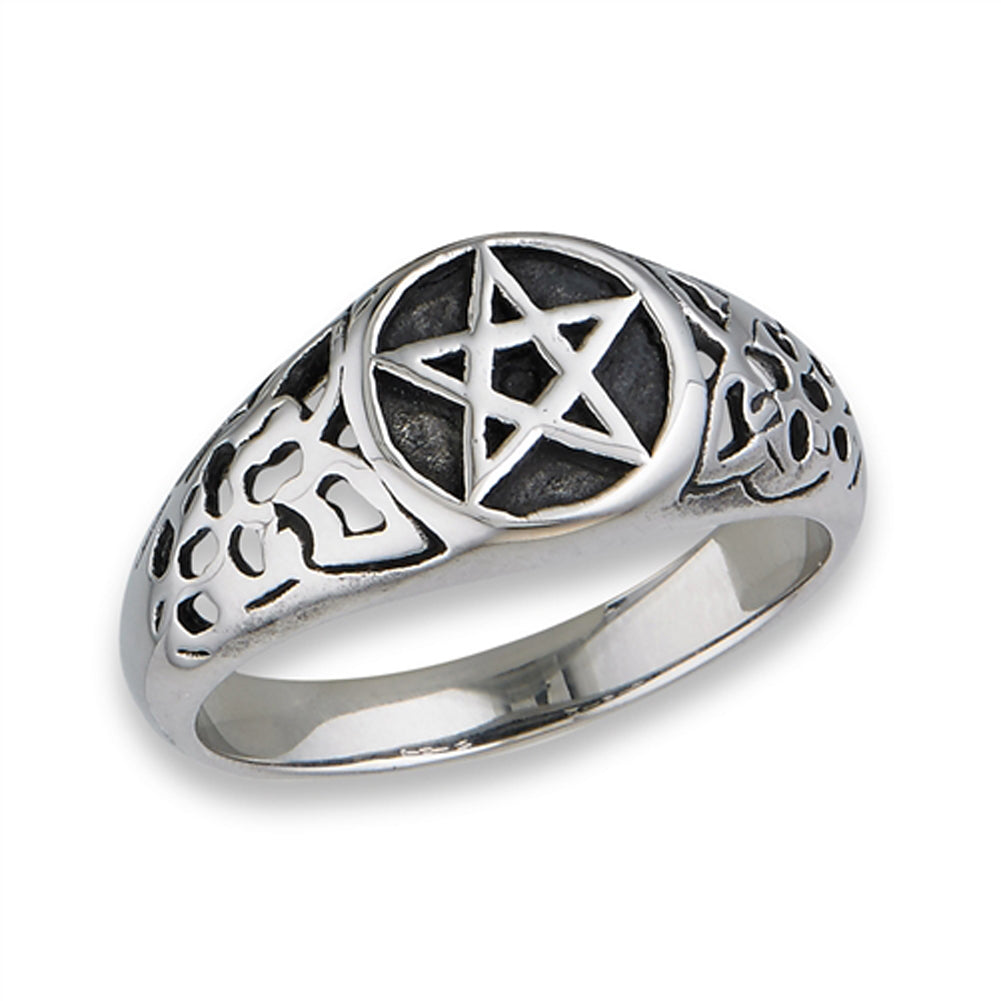 Filigree Pentagram Star Cute Fashion Ring New Stainless Steel Band Sizes 7-12