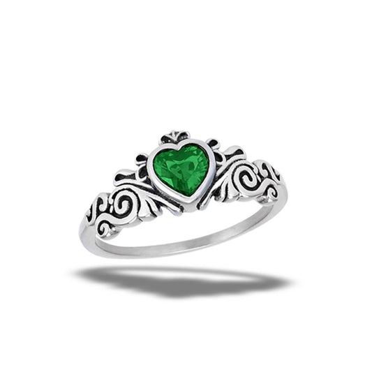 Stainless Steel Emerald CZ Ring