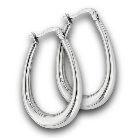 Hoop Oval High Polish Sturdy Earrings