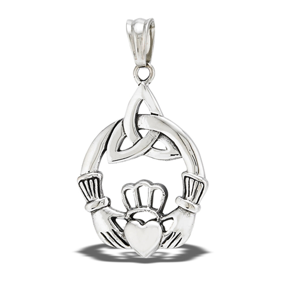 Stainless Steel Beautiful Claddagh Triquetra Pendant Celtic Forever Love Charm