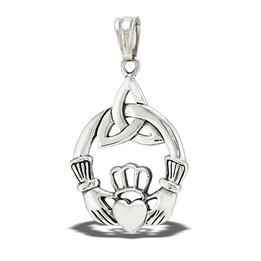 Stainless Steel Beautiful Claddagh Triquetra Pendant Celtic Forever Love Charm