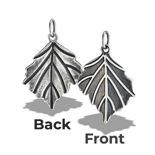 Stainless Steel Unique Reversible Leaf Pendant Oxidized Nature Maple Charm