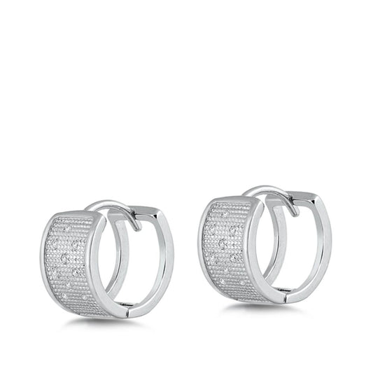 Sterling Silver Fashion Clear CZ Elegant Hoop High Polished Earrings 925 New