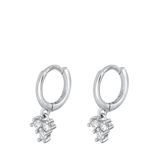 Sterling Silver Polished Endless Hoop Clear CZ Fashion Earrings 925 New