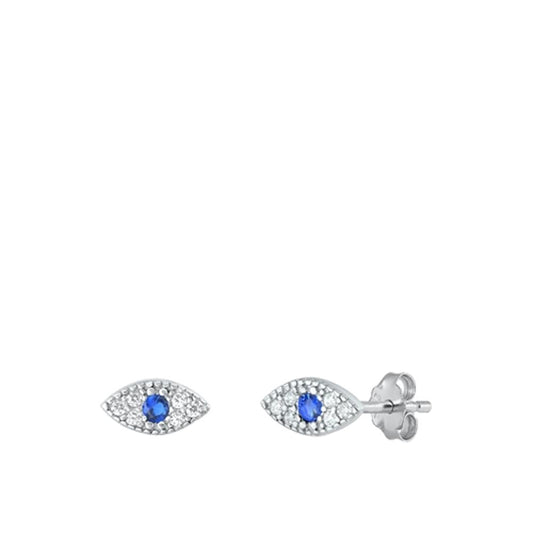 Sterling Silver Wholesale Blue Topaz & Clear CZ Protective Eye Earrings 925 New