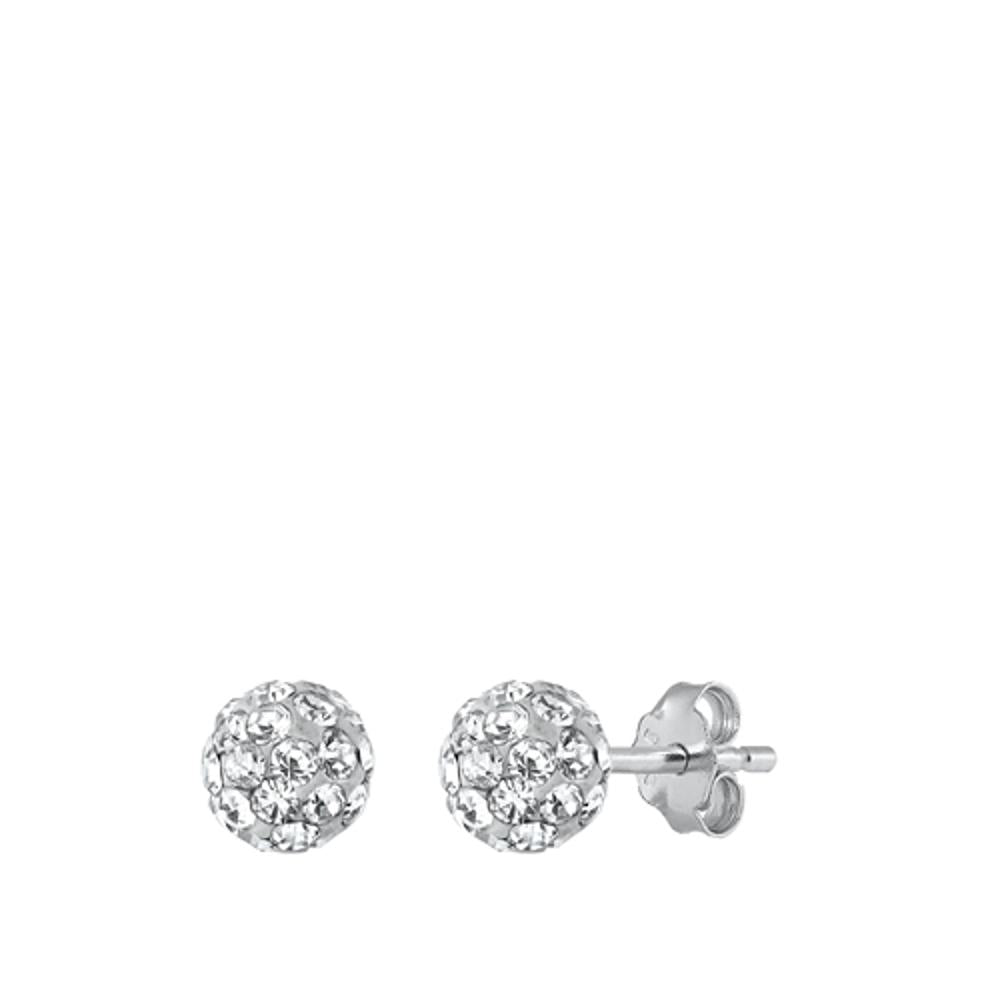 Sterling Silver Fashion Rhinestone Simulated Clear Earrings 925 New