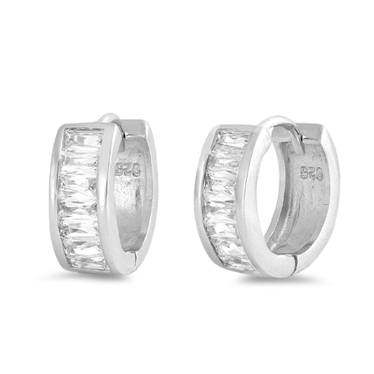 Sterling Silver Elegant Vintage Style Cuff Classic Studded Earrings Clear CZ 925