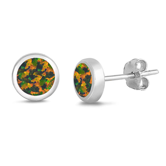Sterling Silver Wholesale Mystic Synthetic Opal Fashion Stud Earrings 925 New